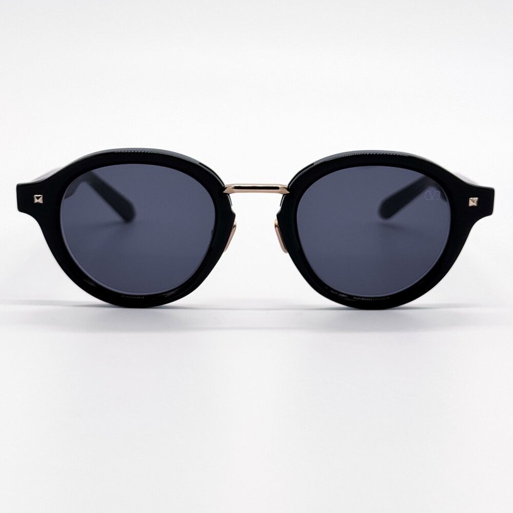 NEW VALENTINO SUNGLASSES VLS-132A BLACK/GRAY MEN ROUND EYEWEAR - Picture 4 of 8